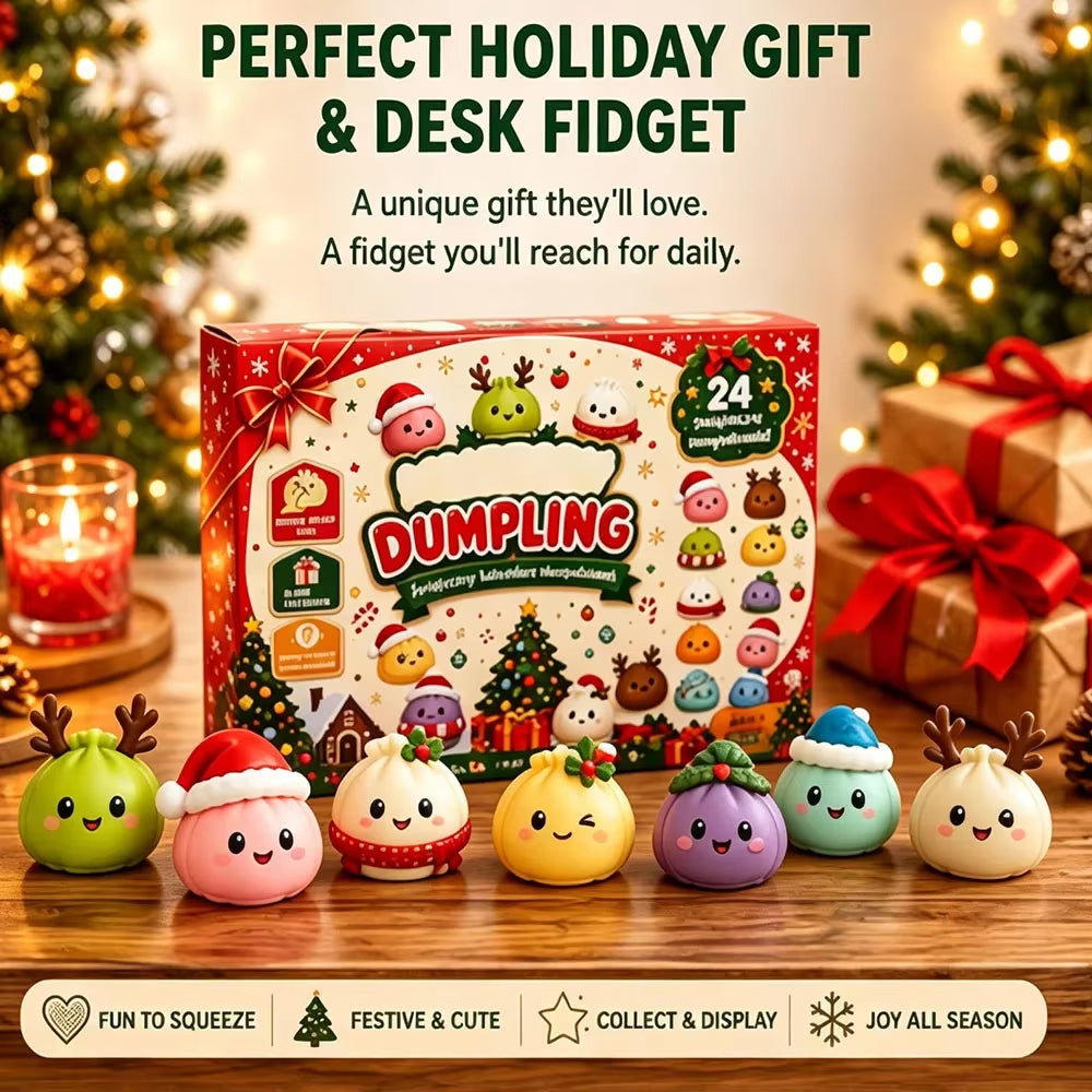Squishy 2026 New Christmas Advent Calendar, 24 Days Countdown Surprise Box, Dumpling Slow Rebound Squishies Squeeze Sensory Gift