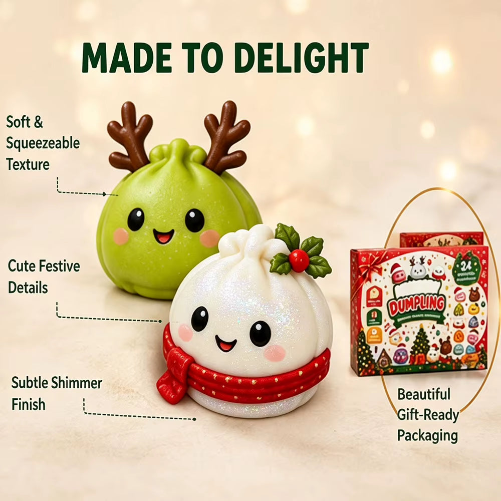 Squishy 2026 New Christmas Advent Calendar, 24 Days Countdown Surprise Box, Dumpling Slow Rebound Squishies Squeeze Sensory Gift