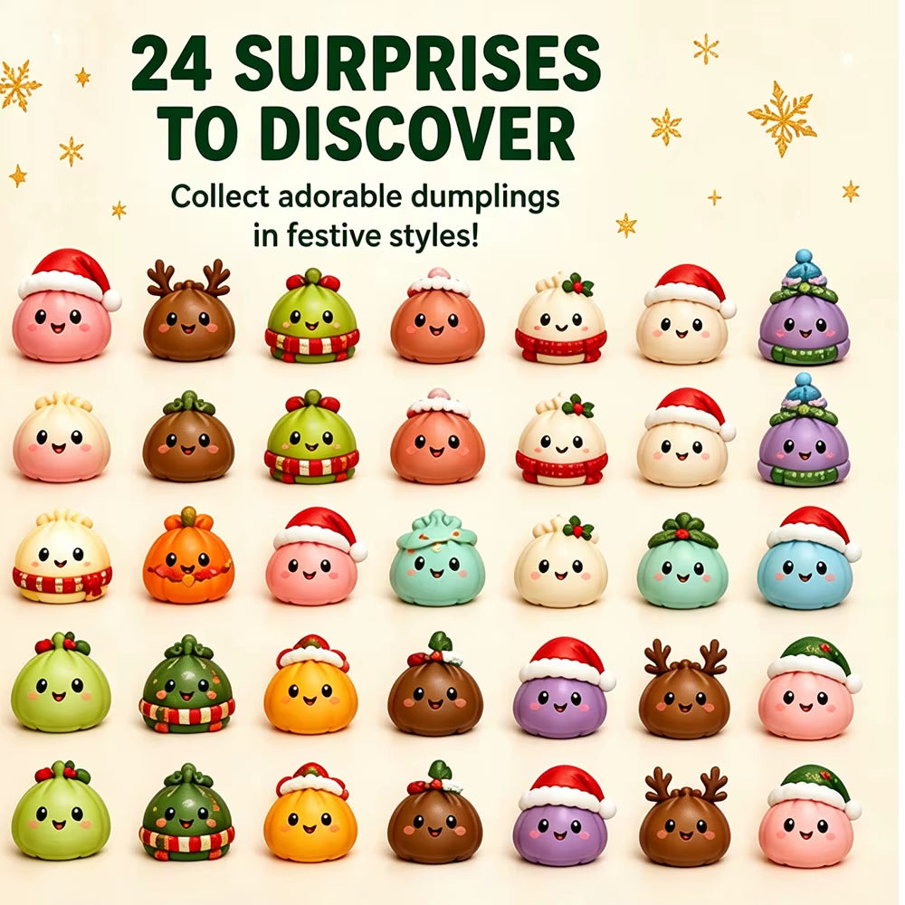 Squishy 2026 New Christmas Advent Calendar, 24 Days Countdown Surprise Box, Dumpling Slow Rebound Squishies Squeeze Sensory Gift