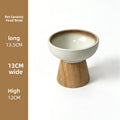 Ceramic Cat Bowl with Wooden Stand