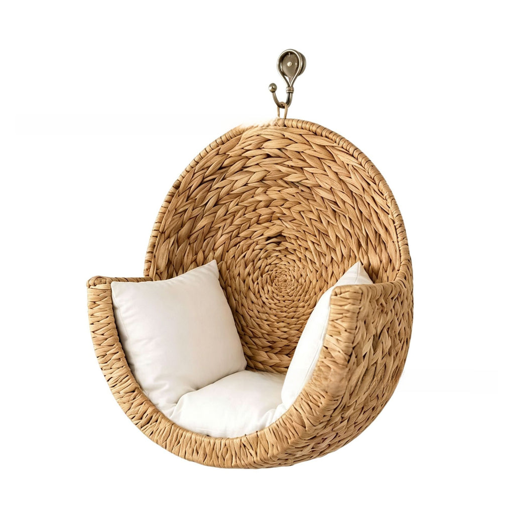 Hand-woven padded hanging cat bed